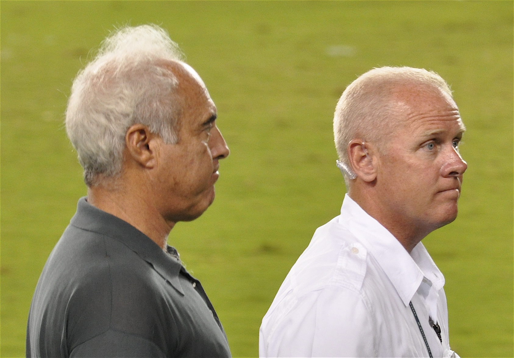 Philadelphia Eagles owner Jeffery Lurie (left) leaves the field after Flight Night 2009 at Lincoln Financial Field.